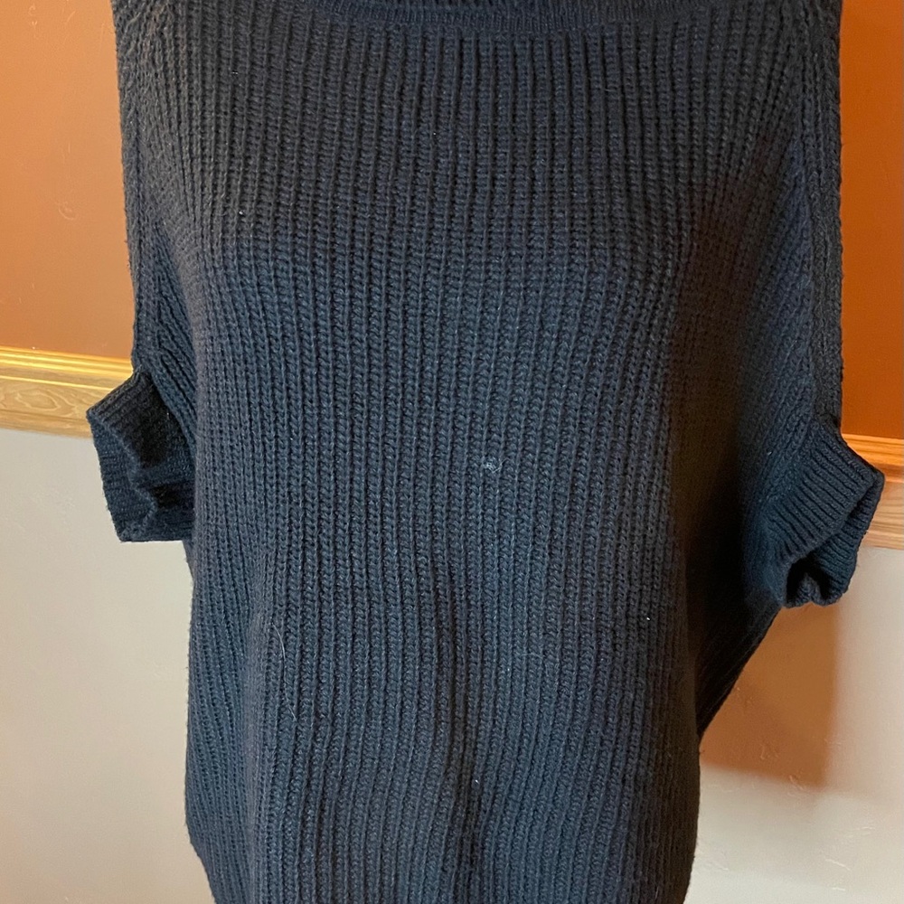 Women's Black Turtleneck Poncho Sweater